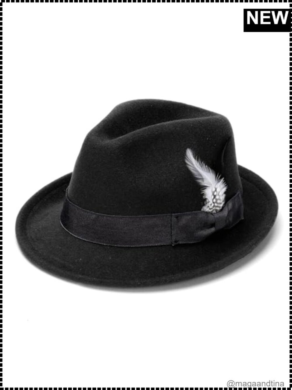 Felt Fedora Hat Short Brim Feather Band Adjustable Unisex